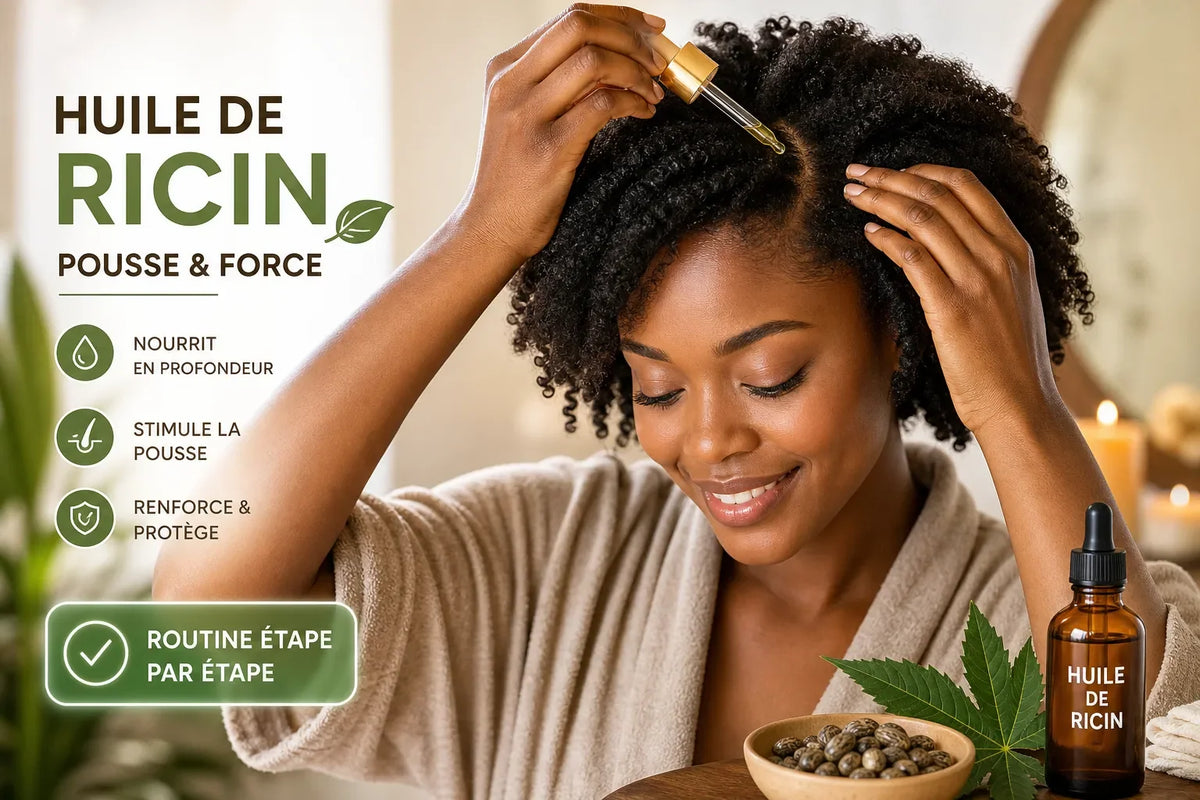 l'huile de ricin pour stimuler la pousse des cheveux crépus