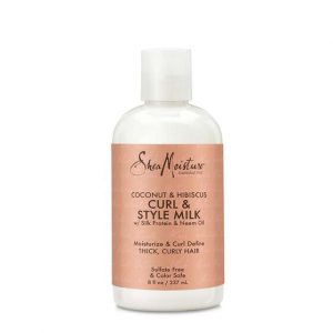 lait capillaire cheveux bouclés -coco & hibiscus -shea moisture